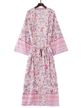 Robe de plage longue en coton à imprimé floral rose
